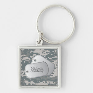 Army ACU's Pattern Customizable Photo & Dog Tags Keychain