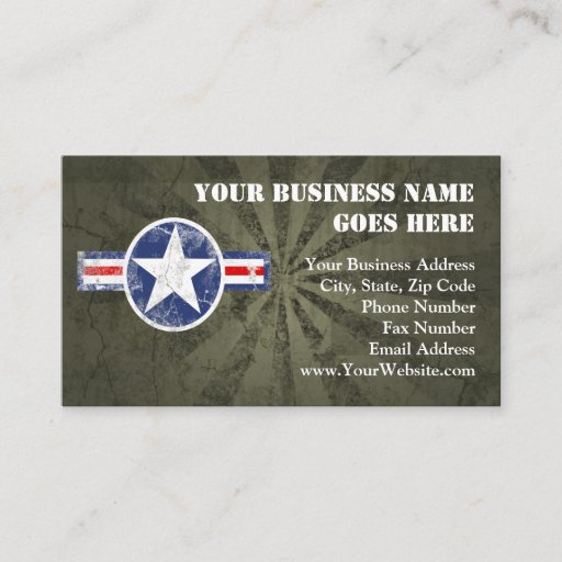Customizable Army Air Corps Vintage Business Card Templates