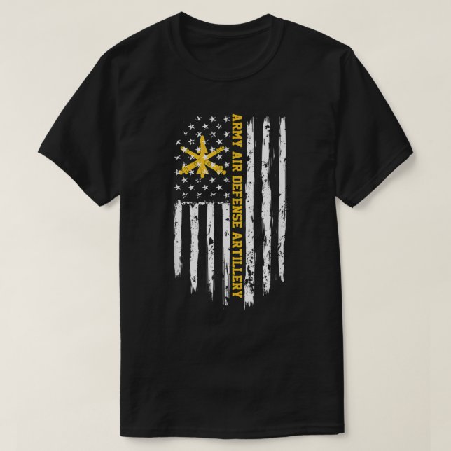 Army Air Defense Artillery American Flag T-Shirt (Design Front)