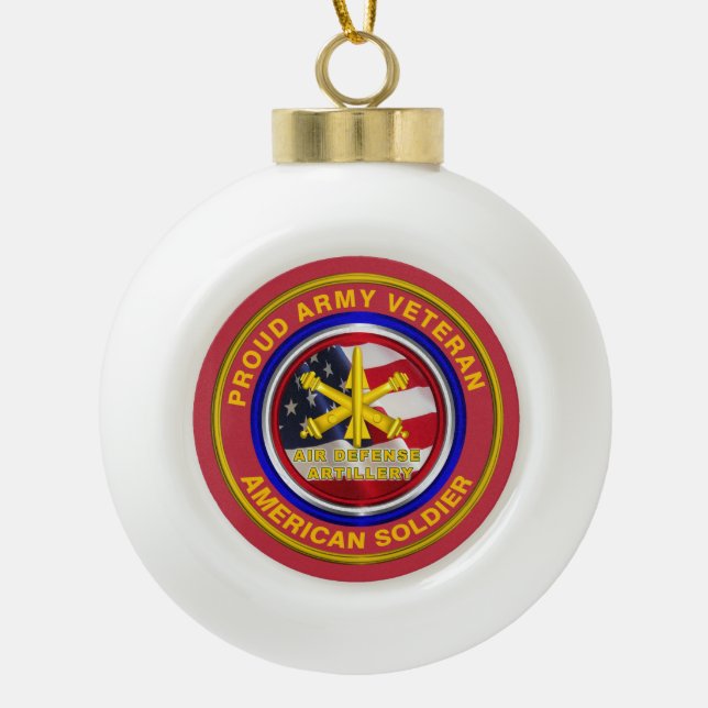 Army Air Defense Artillery Veteran Christmas Ceramic Ball Christmas Ornament (Front)