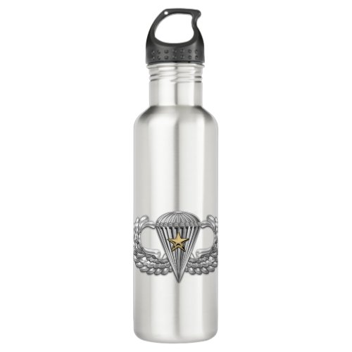 Army Airborne Basic Parachutist with Combat Star Stainless Steel Water Bottle