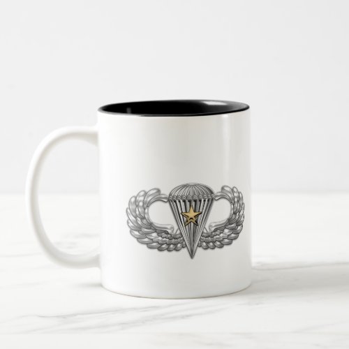 Army Airborne Basic Parachutist with Combat Star Two_Tone Coffee Mug