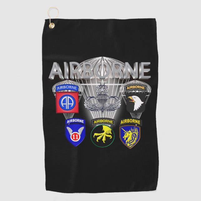 Army Airborne Divisions Past and Present Golf Towel (Front)