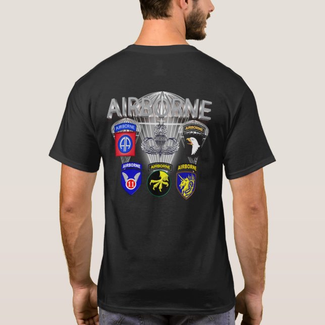 Army Airborne Divisions Past and Present T-Shirt (Back)