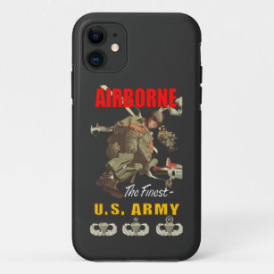Army - Airborne Poster wi Backgrnd w BadgesV1 iPhone 11 Case