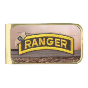 Army Airborne Rangers Veterans Vets Tab Gold Finish Money Clip
