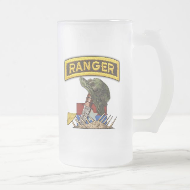 Army Airborne Rangers Veterans Vietnam Nam War Frosted Glass Beer Mug (Right)