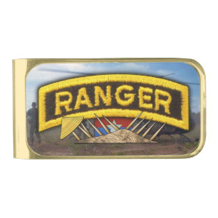 Army Airborne Rangers Vietnam Nam War Vets Tab Gold Finish Money Clip