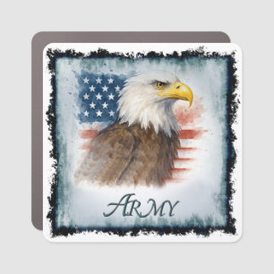 Army American Flag & Eagle Car Magnet