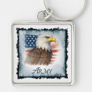 Army American Flag & Eagle Keychain