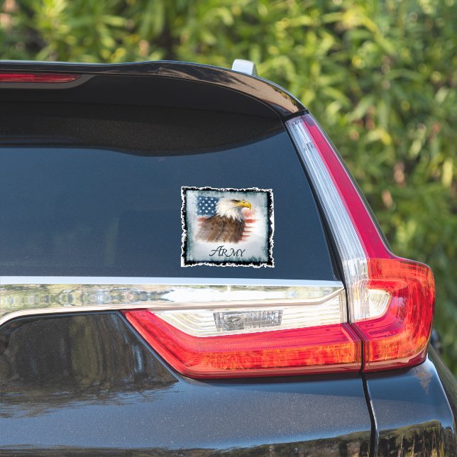 Army American Flag & Eagle Sticker (Car Side)