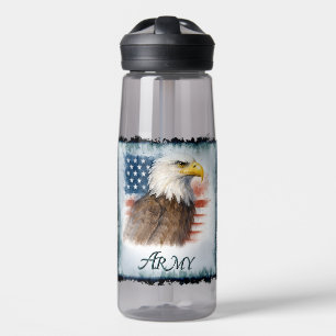 Army American Flag & Eagle Water Bottle