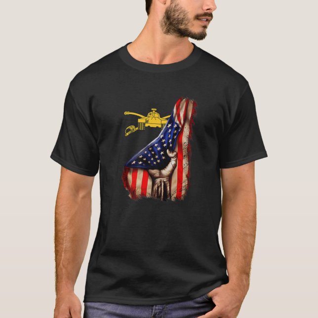 Army Armor Branch American Flag T-Shirt (Front)