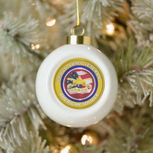 Army Armor Veteran Christmas Ceramic Ball Christmas Ornament