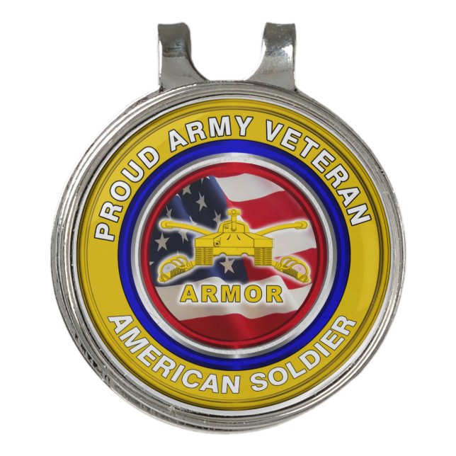 Army Armor Veteran Golf Hat Clip (Front)