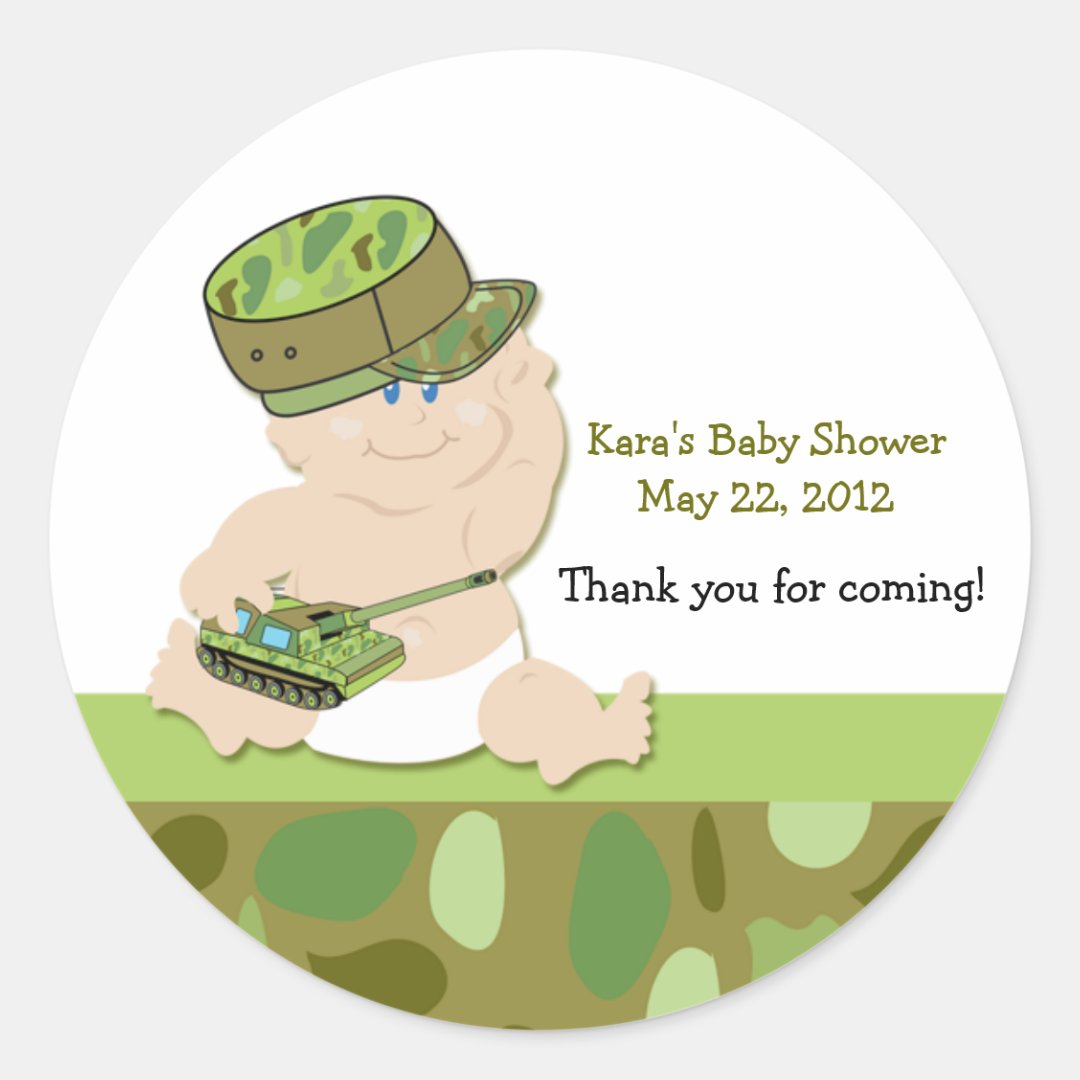 ARMY BABY MILITARY Baby Shower Favor Sticker Zazzle