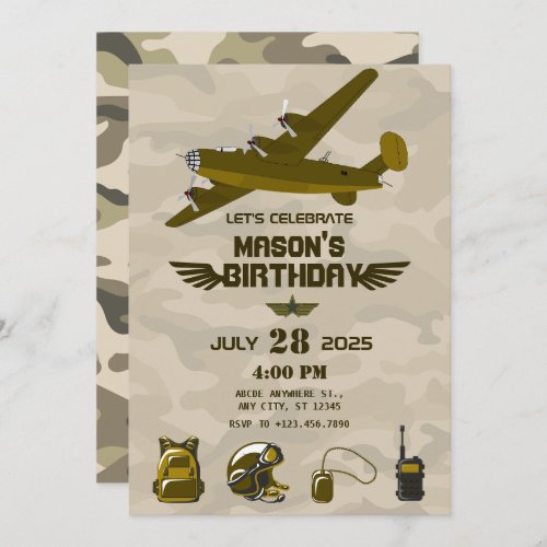 Army birthday  invitation