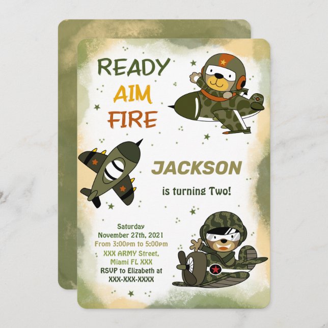 Army Birthday Invitations (Front/Back)
