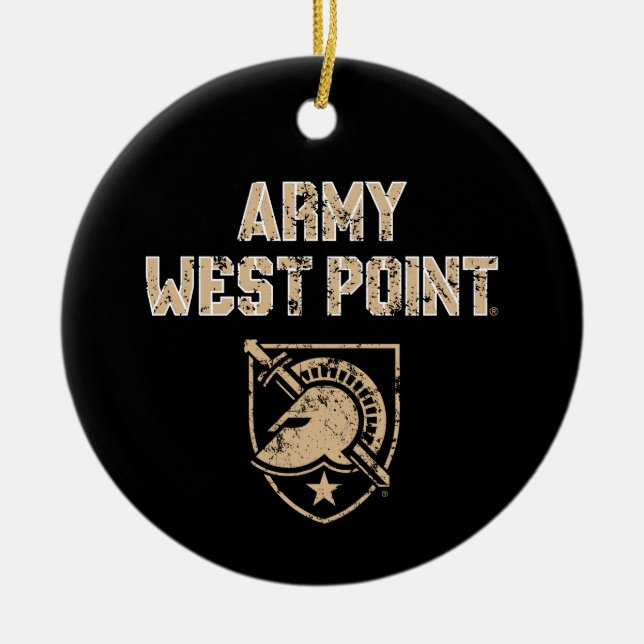 Army Black Knights Distressed Ceramic Ornament (Front)