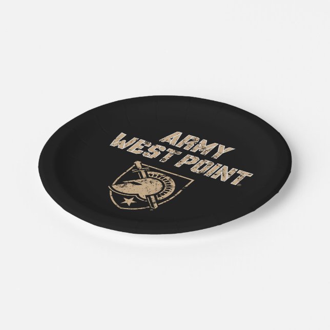 Army Black Knights Distressed Paper Plates (Angled)
