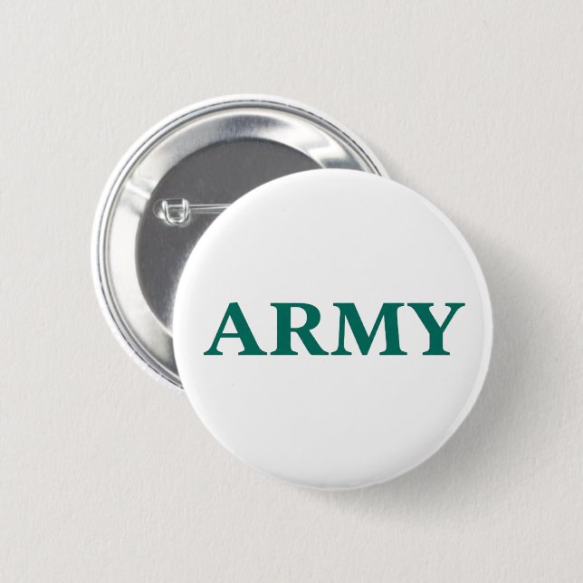Army Bold Typography Military Style Minimal Text  Button (Front & Back)