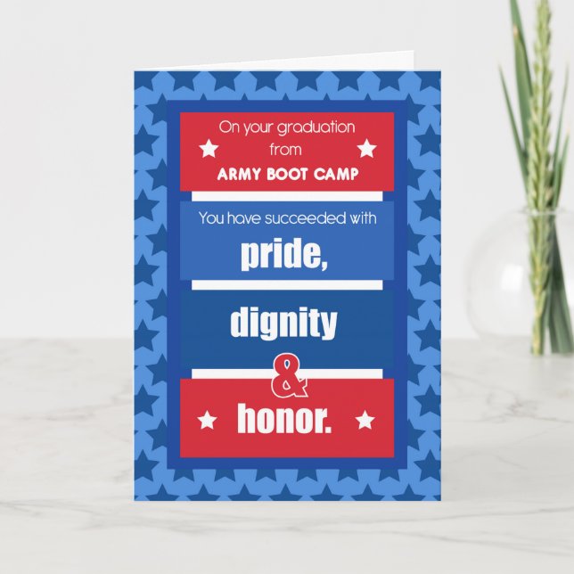 Army Boot Camp Graduation Congratulations Red, Whi Card (Front)