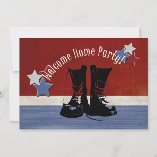 Army Boots Welcome Home Party Custom Invite