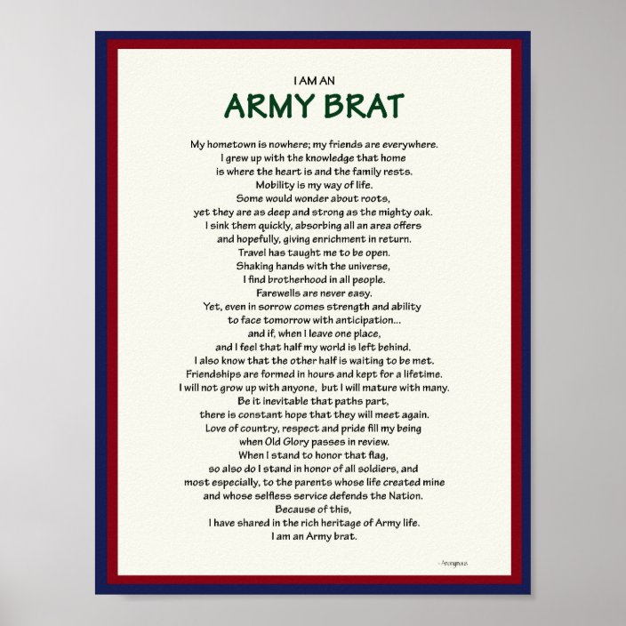 Army Brat 8.5 x 11 Poster | Zazzle.com