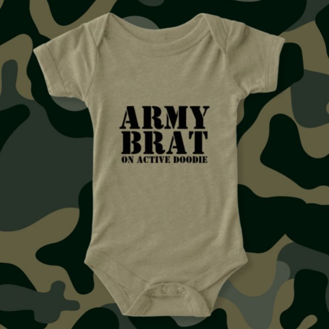 Army Brat on Active Doodie Baby Humor Infant T-shirt (Army Brat on Active Doodie Baby Humor Infant T-shirt by Ricaso Funny humor new baby gift ideas)