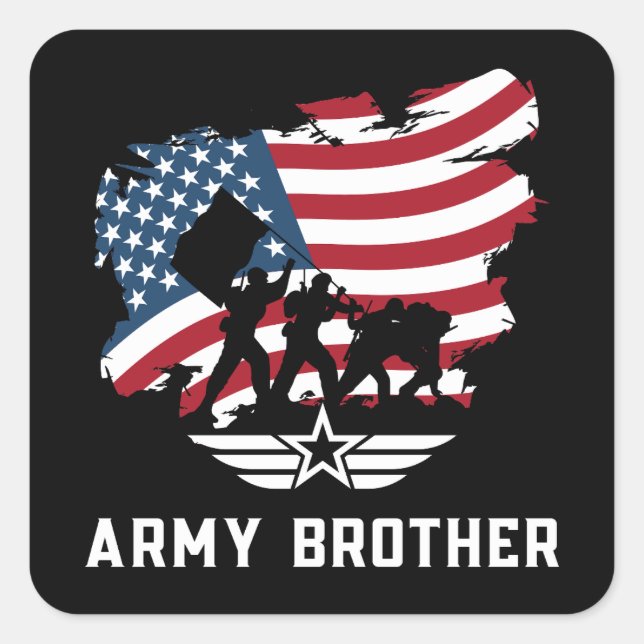 Army Brother Square Sticker (Front)