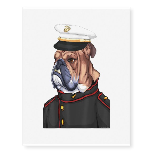 Army Bulldog Military Armed Ces Devil Dog Temporary Tattoos (Front)