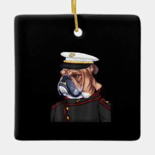 Army Bulldog Military Armed Dog Dad Mom Gift Ceramic Ornament
