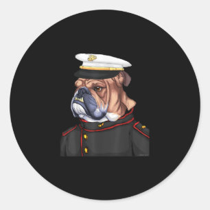 Army Bulldog Military Armed Dog Dad Mom Gift Classic Round Sticker