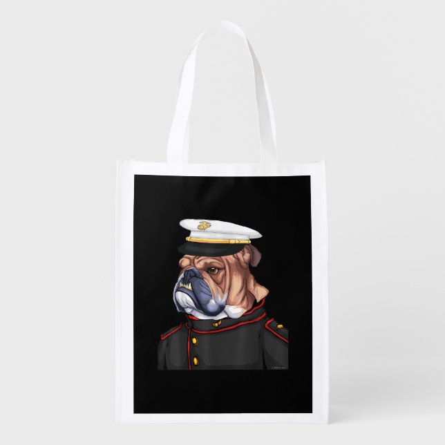 Army Bulldog Military Armed Forces Devil Dog Grocery Bag (Front)