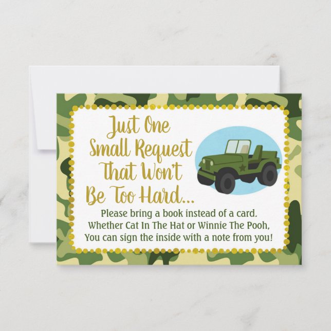 Army Camo Baby Shower Bring A Book Card (Front)