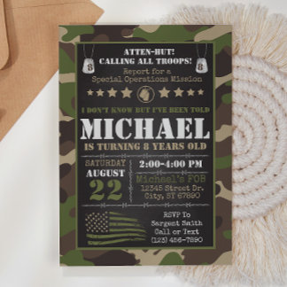 Army Camo Birthday Invitation