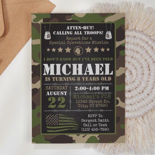 Army Camo Birthday Invitation