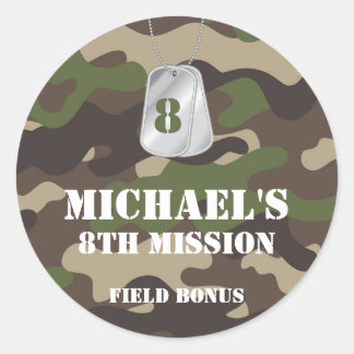 Army Camo Birthday Party Label Sticker
