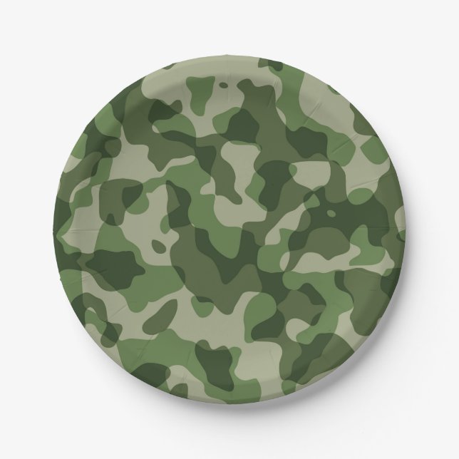 Army Camo Birthday Party Paper Plates (Front)