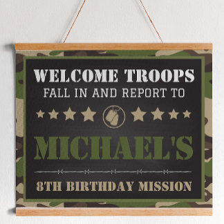 Army Camo Birthday Party Welcome Sign