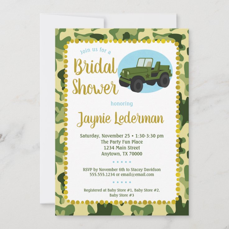 Army Camo Bridal Shower Invitation Zazzle