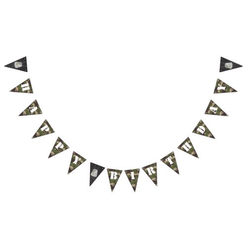 Army Camo Happy Birthday Bunting Banner