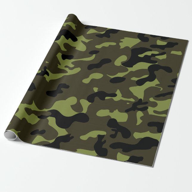 Army Camo Pattern Wrapping Paper (Unrolled)