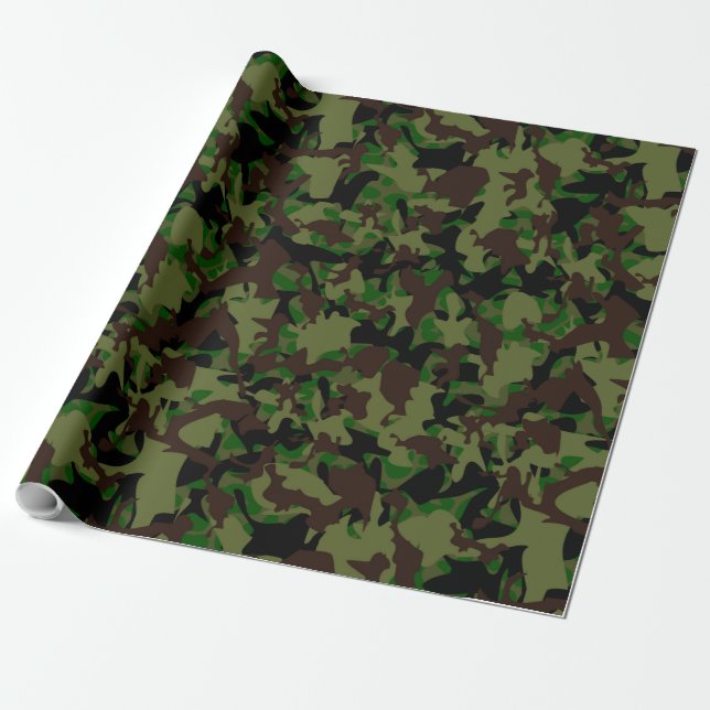 Army Camo Pattern Wrapping Paper (Unrolled)