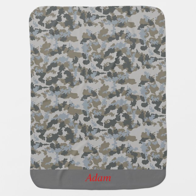 Army Camo Personalise Baby Blanket (Front)