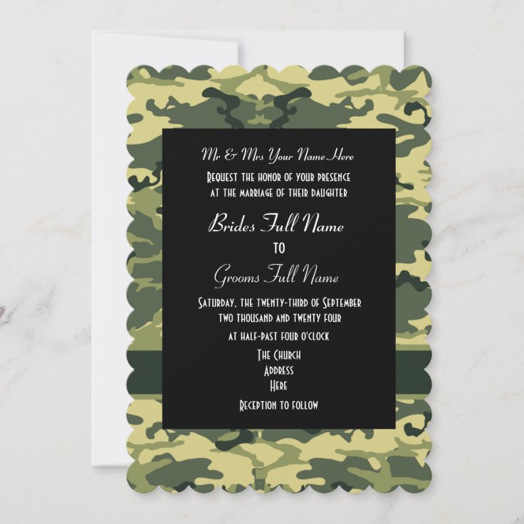 Army camo redneck wedding invitation Zazzle
