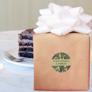 Army Camo Themed Birthday Classic Round Sticker