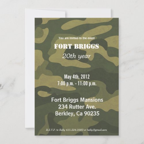 Army Camoflauge Invitation