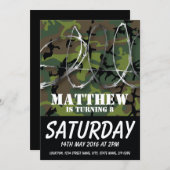 Army Camouflage Barbed Wire Kids Birthday Invitation (Front/Back)