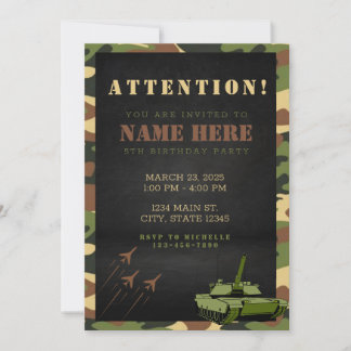 Army Camouflage Birthday Invitation | Military